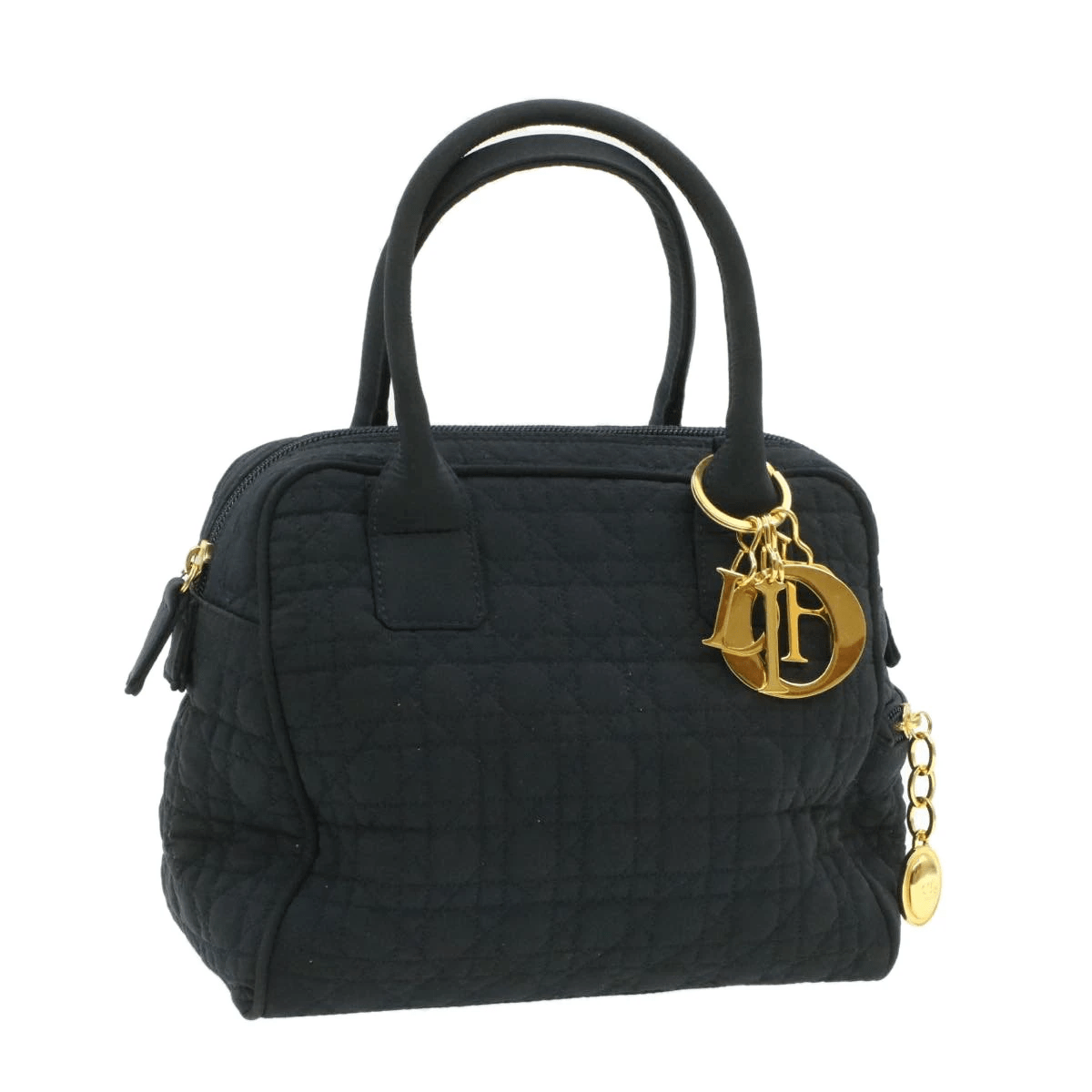 CHRISTIAN DIOR Cannage Hand Bag Black Nylon Dior