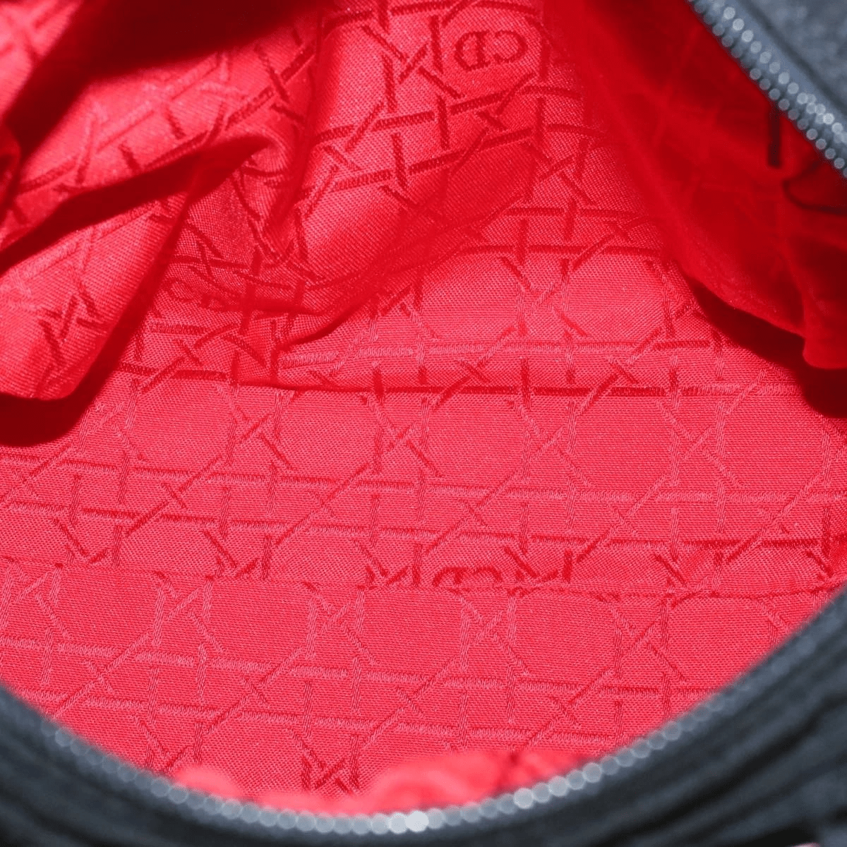 CHRISTIAN DIOR Cannage Hand Bag Black Nylon Dior