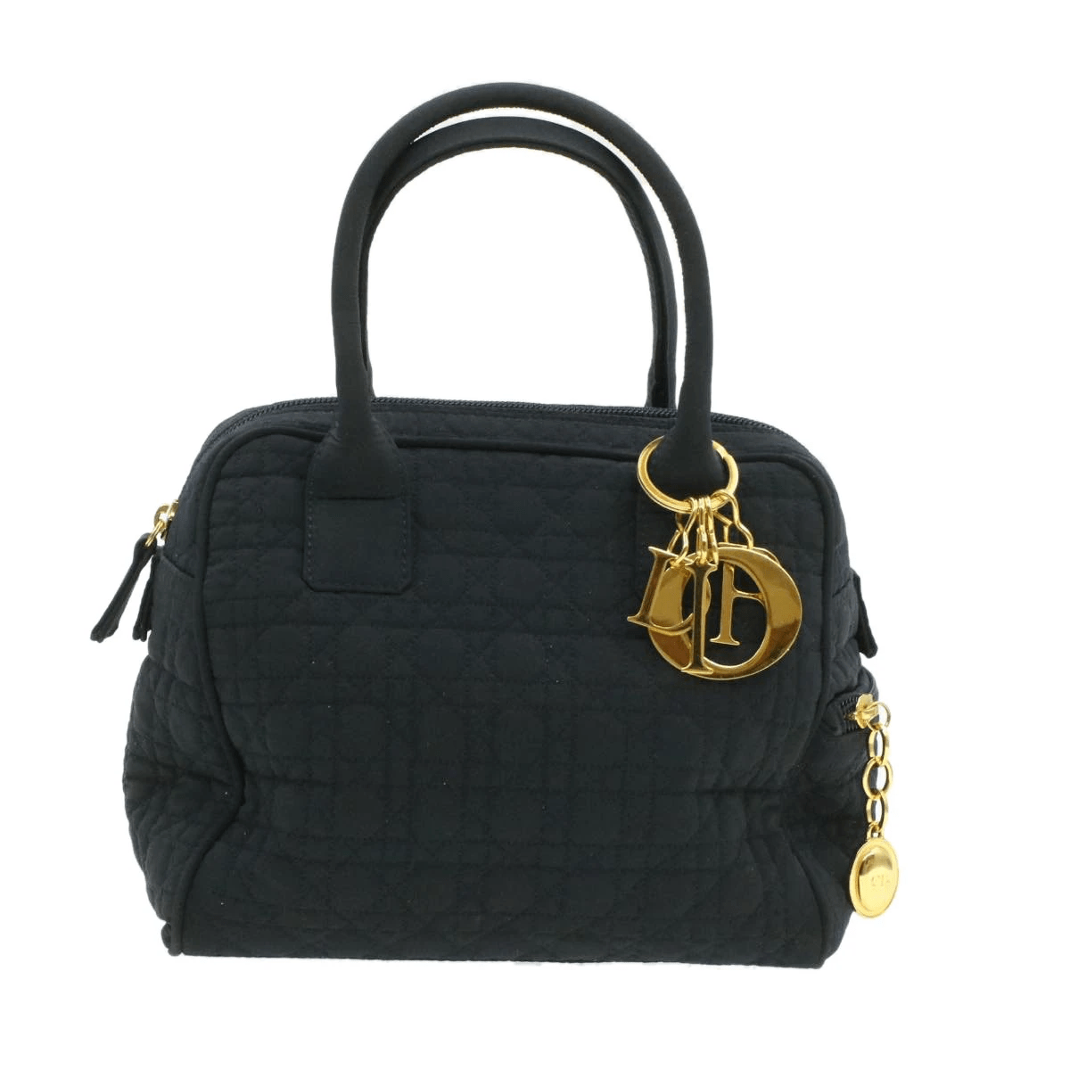 CHRISTIAN DIOR Cannage Hand Bag Black Nylon Dior
