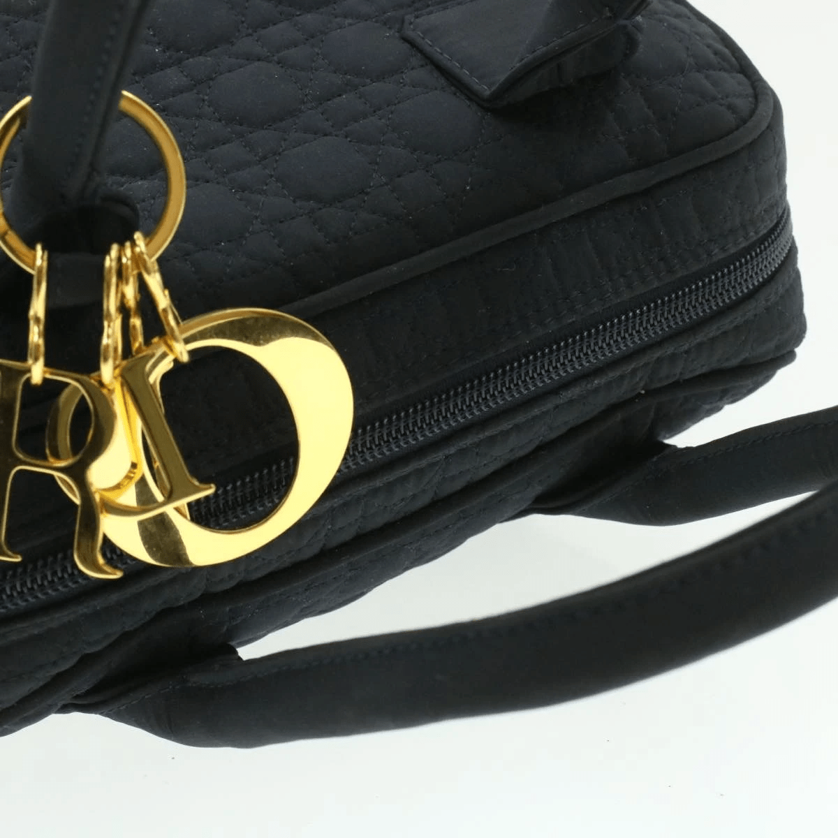 CHRISTIAN DIOR Cannage Hand Bag Black Nylon Dior