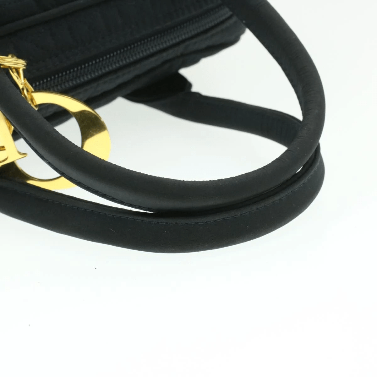 CHRISTIAN DIOR Cannage Hand Bag Black Nylon Dior