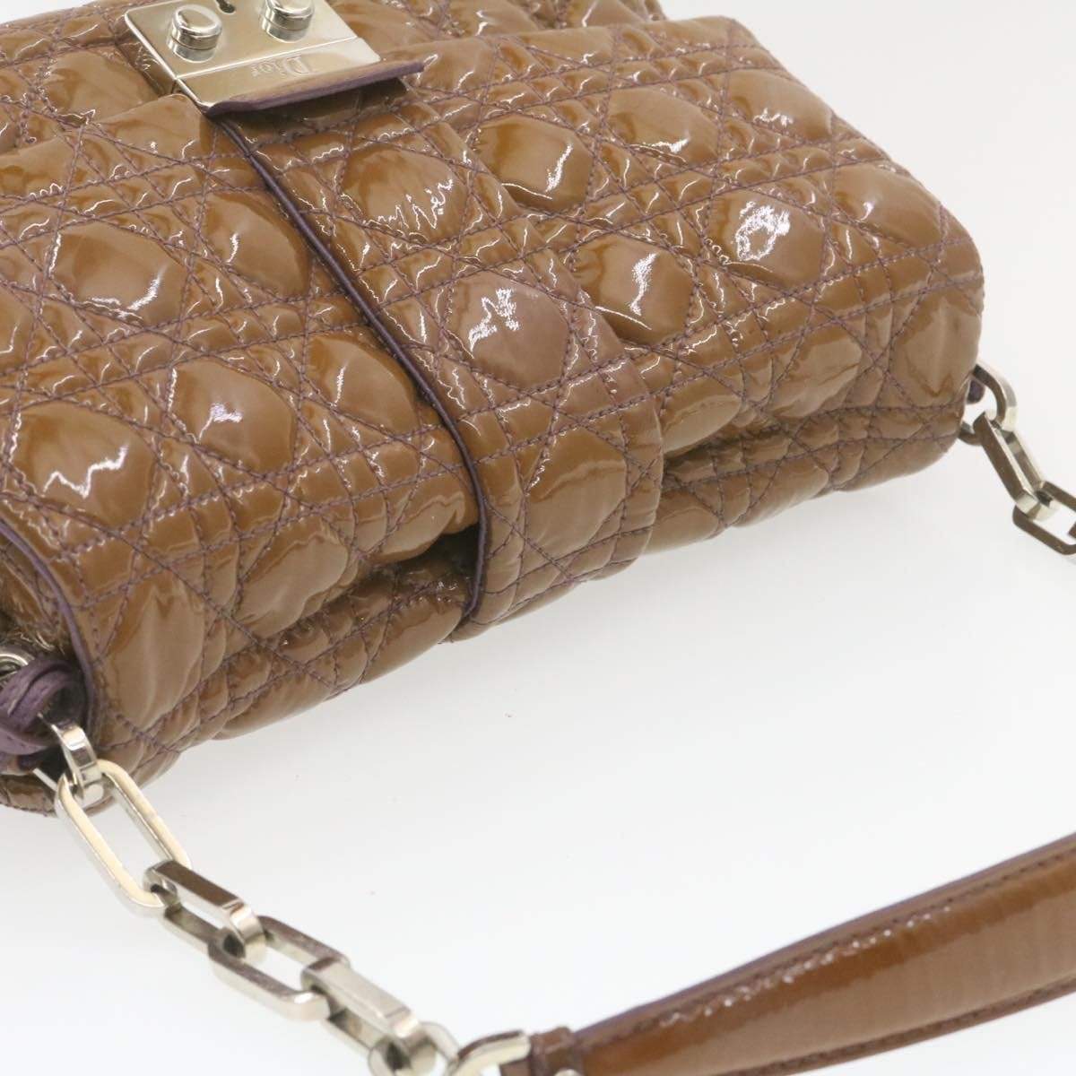CHRISTIAN DIOR Canage Shoulder Bag Patent Leather Brown Auth rd1612 Dior
