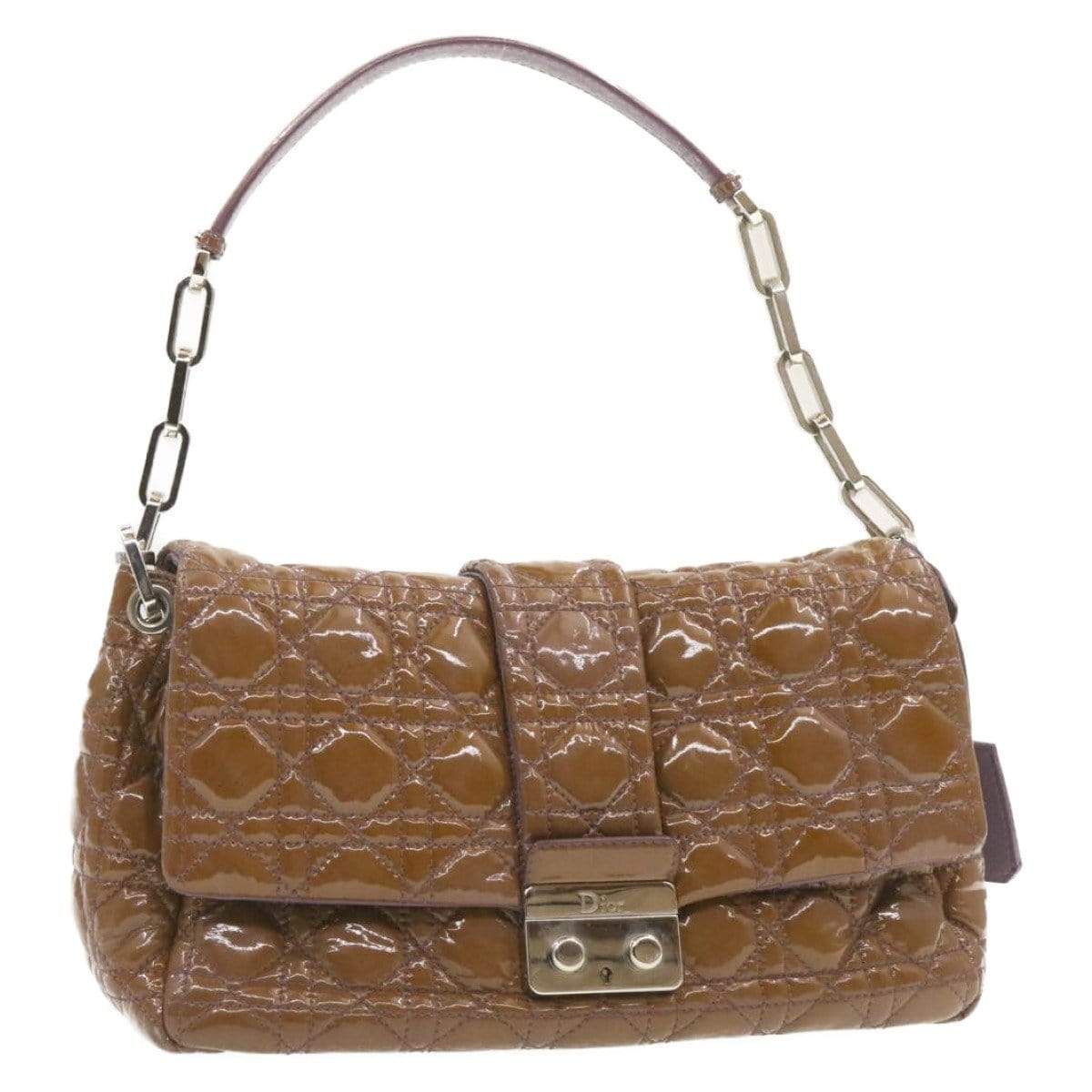 CHRISTIAN DIOR Canage Shoulder Bag Patent Leather Brown Auth rd1612 Dior