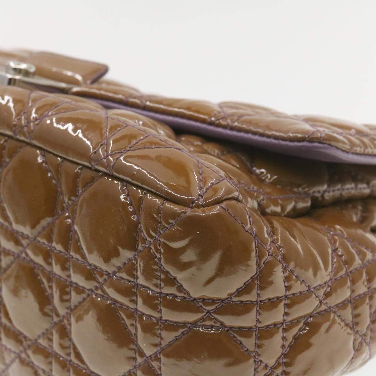 CHRISTIAN DIOR Canage Shoulder Bag Patent Leather Brown Auth rd1612 Dior