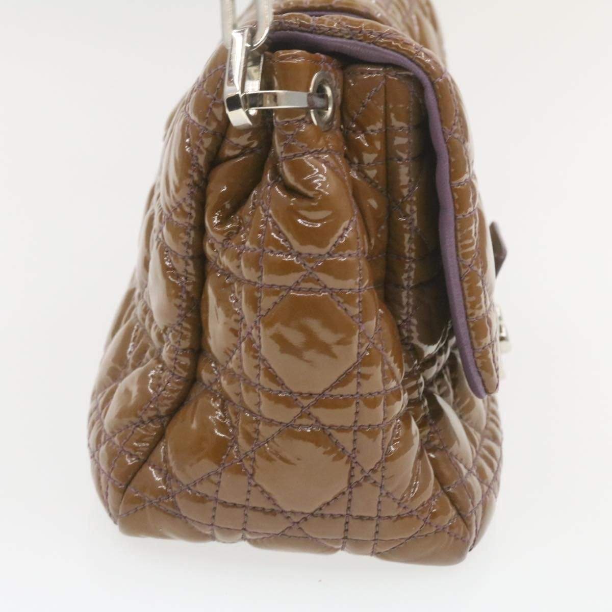 CHRISTIAN DIOR Canage Shoulder Bag Patent Leather Brown Auth rd1612 Dior