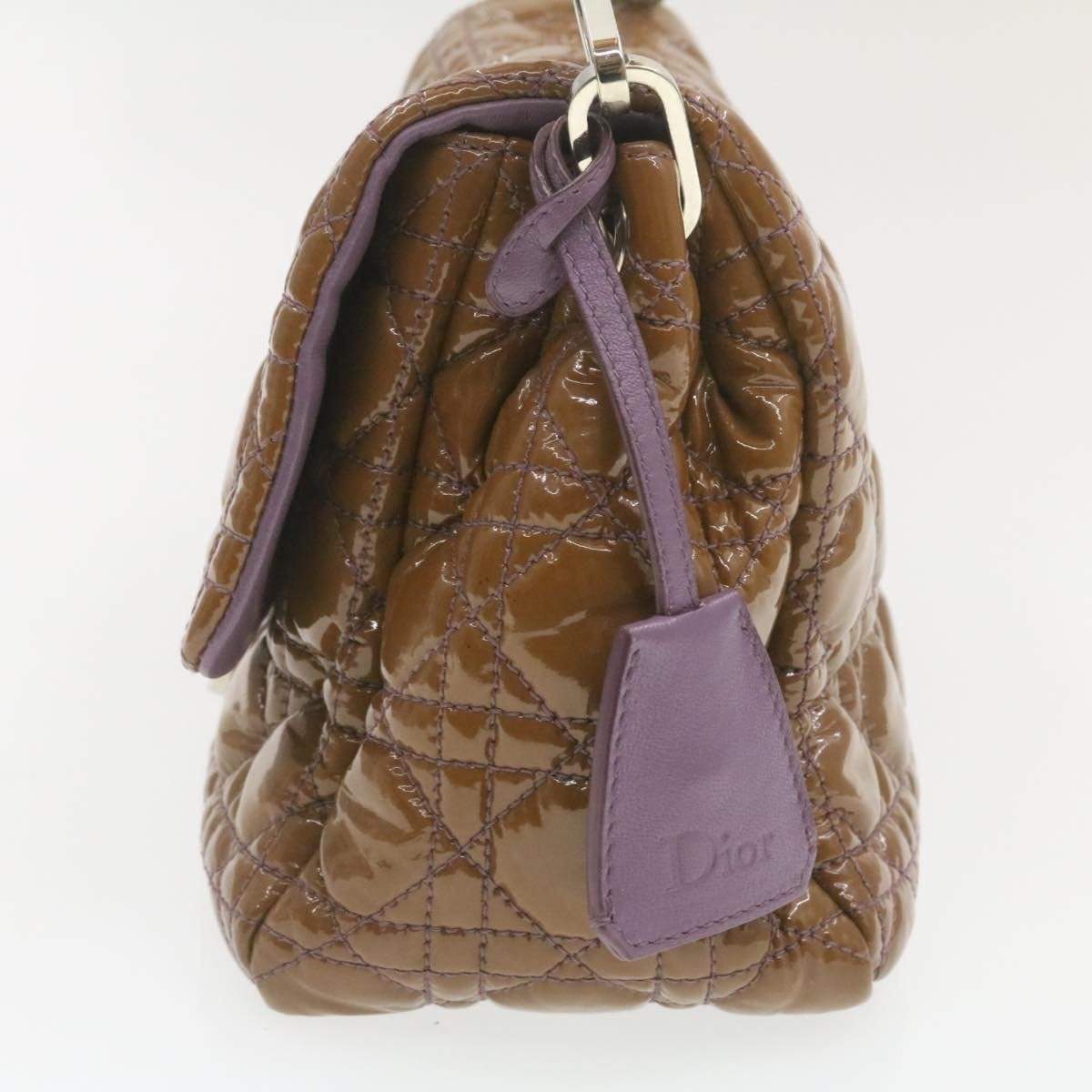 CHRISTIAN DIOR Canage Shoulder Bag Patent Leather Brown Auth rd1612 Dior