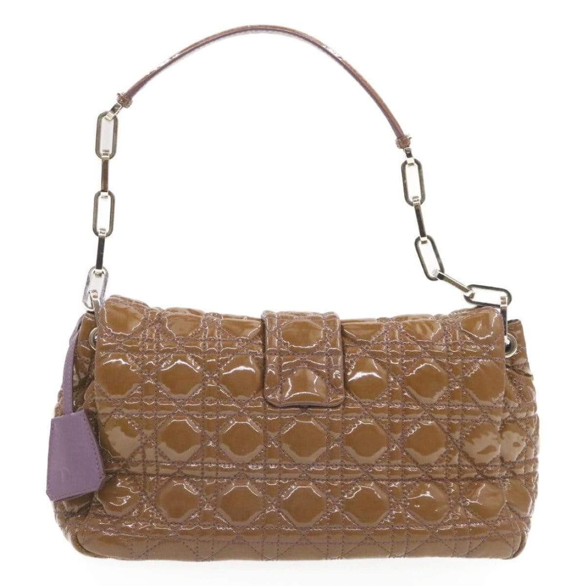 CHRISTIAN DIOR Canage Shoulder Bag Patent Leather Brown Auth rd1612 Dior