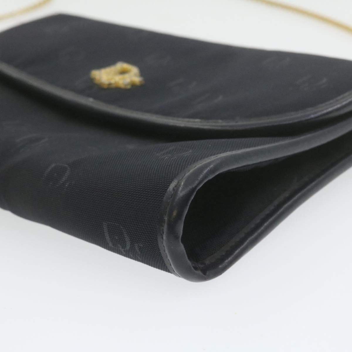CHRISTIAN DIOR Chain Shoulder Bag Black Canvas Auth 21499 MW2753 Dior
