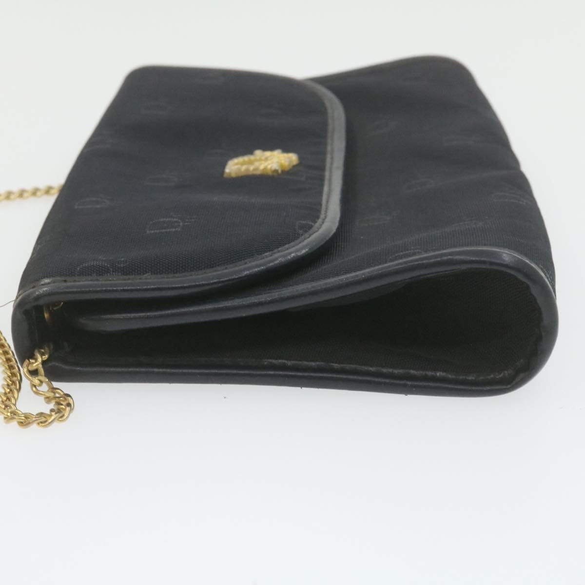 CHRISTIAN DIOR Chain Shoulder Bag Black Canvas Auth 21499 MW2753 Dior