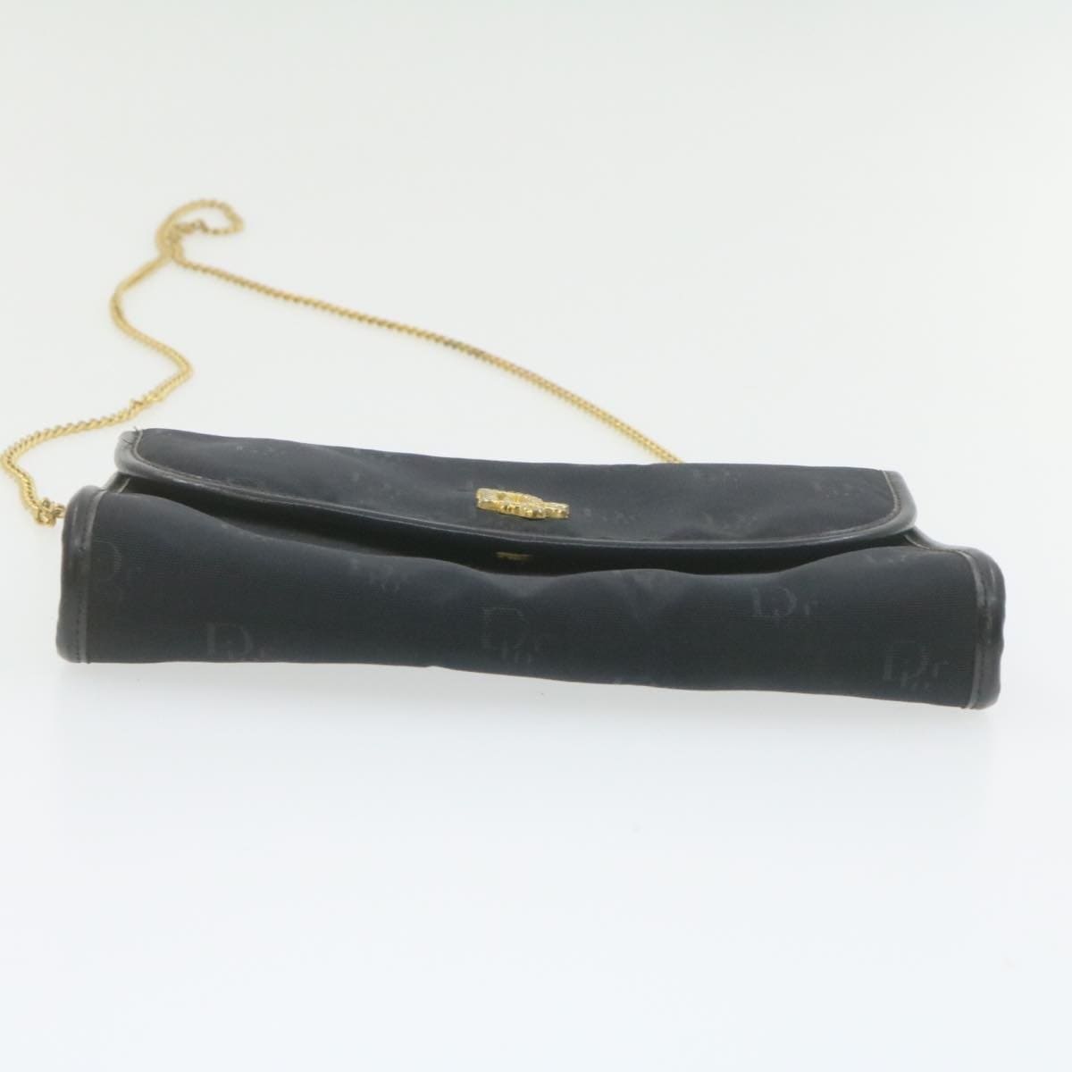 CHRISTIAN DIOR Chain Shoulder Bag Black Canvas Auth 21499 MW2753 Dior