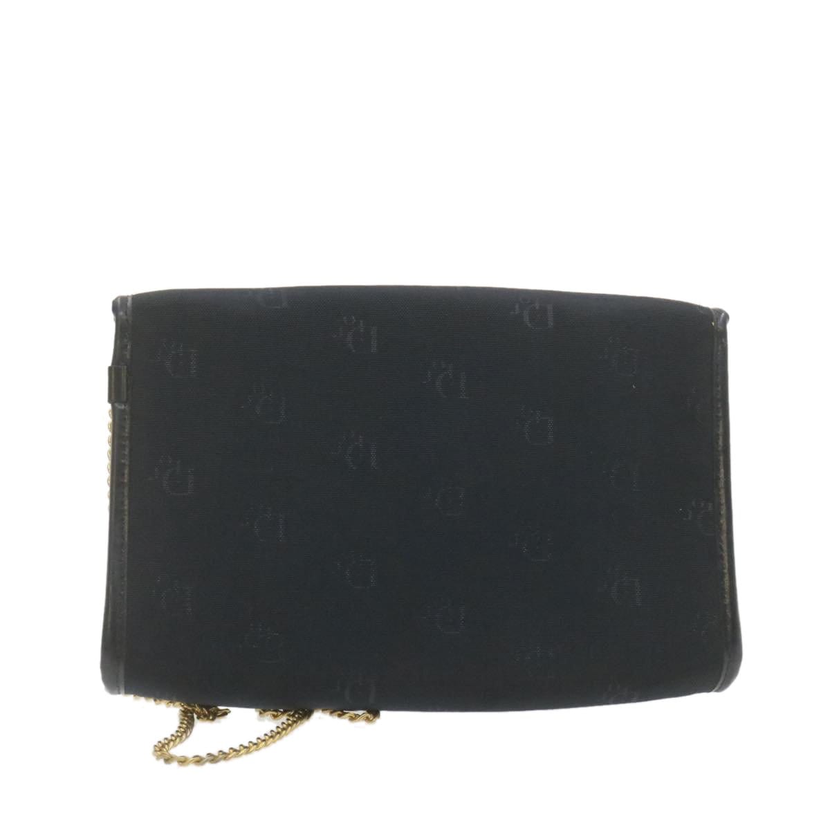 CHRISTIAN DIOR Chain Shoulder Bag Black Canvas Auth 21499 MW2753 Dior