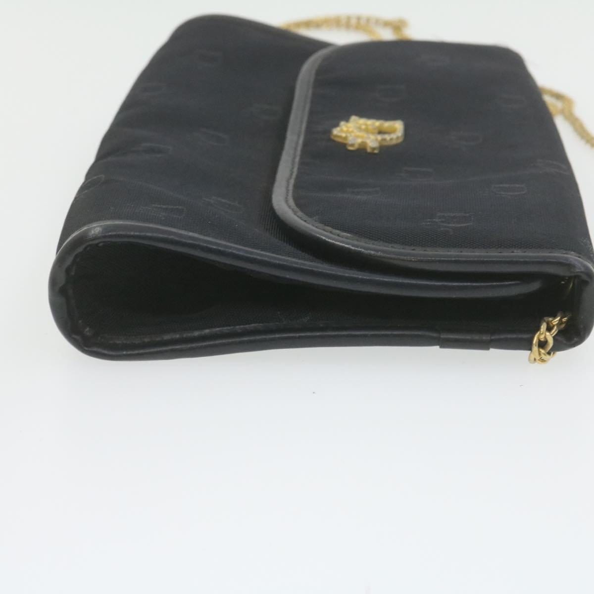 CHRISTIAN DIOR Chain Shoulder Bag Black Canvas Auth 21499 MW2753 Dior