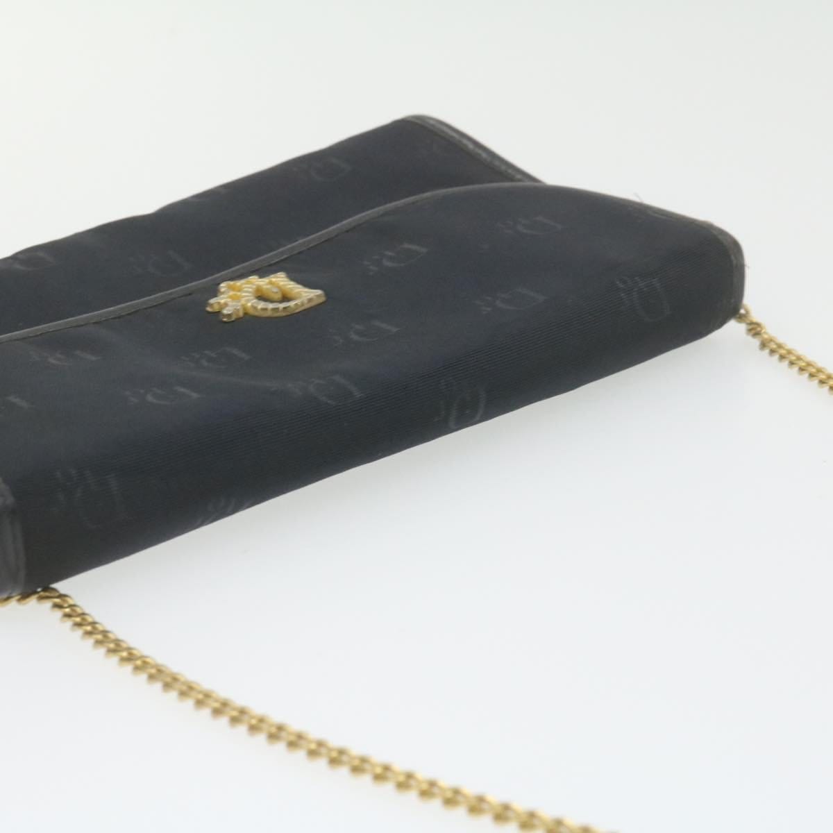 CHRISTIAN DIOR Chain Shoulder Bag Black Canvas Auth 21499 MW2753 Dior