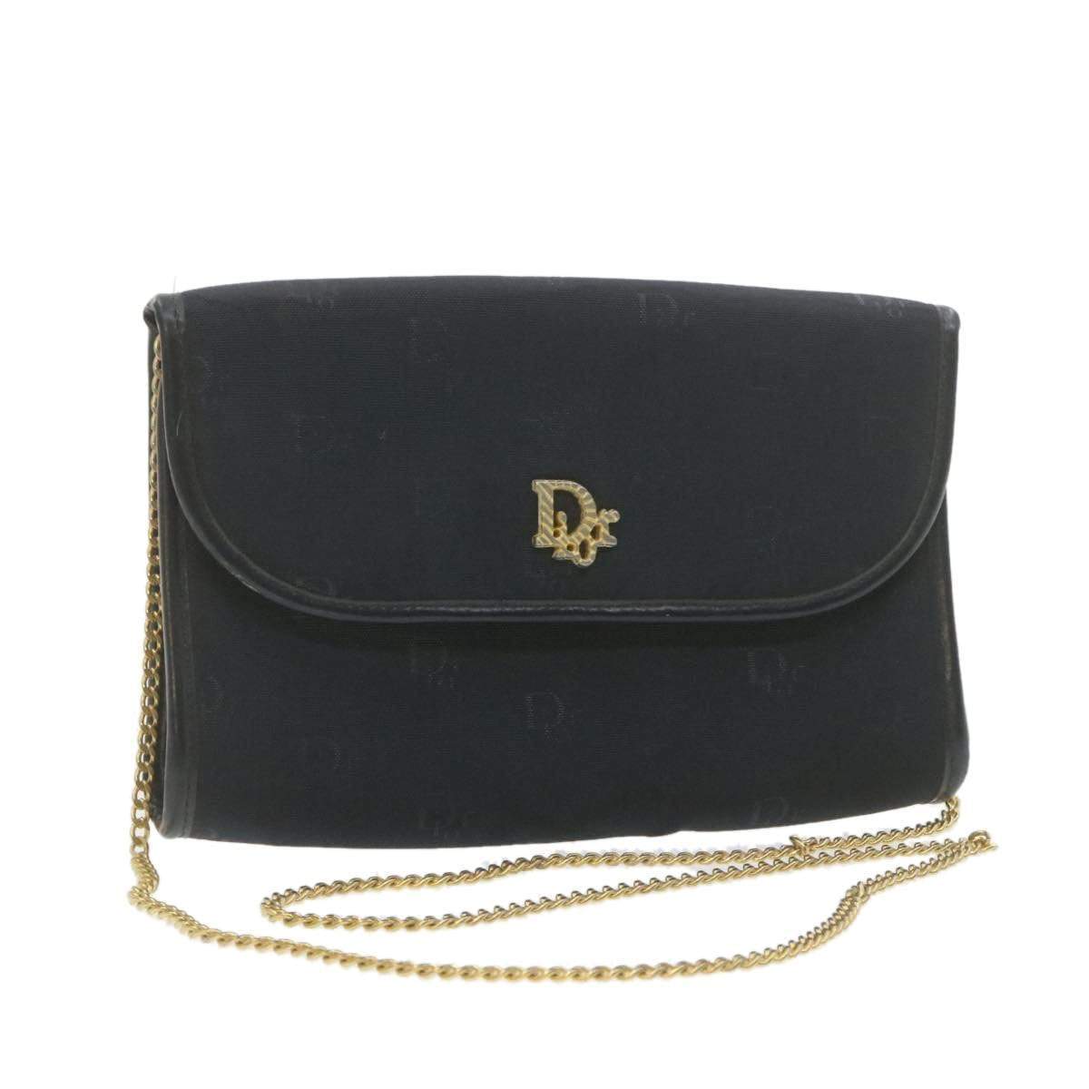 CHRISTIAN DIOR Chain Shoulder Bag Black Canvas Auth 21499 MW2753 Dior