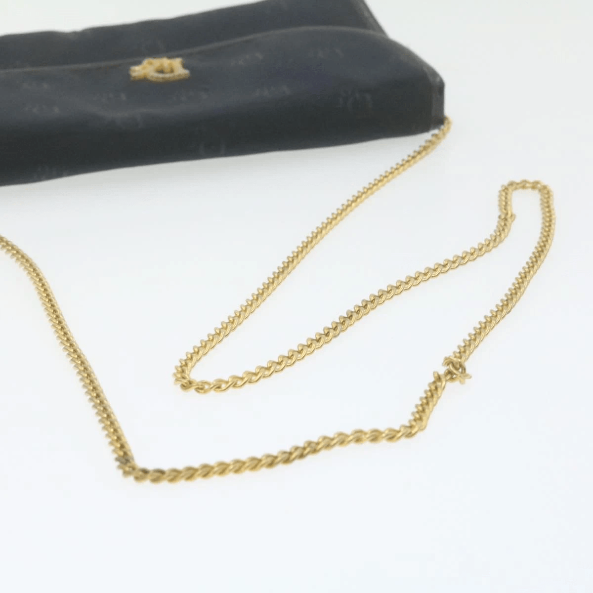 CHRISTIAN DIOR Chain Shoulder Bag Black Canvas Auth 21499 MW2753 Dior