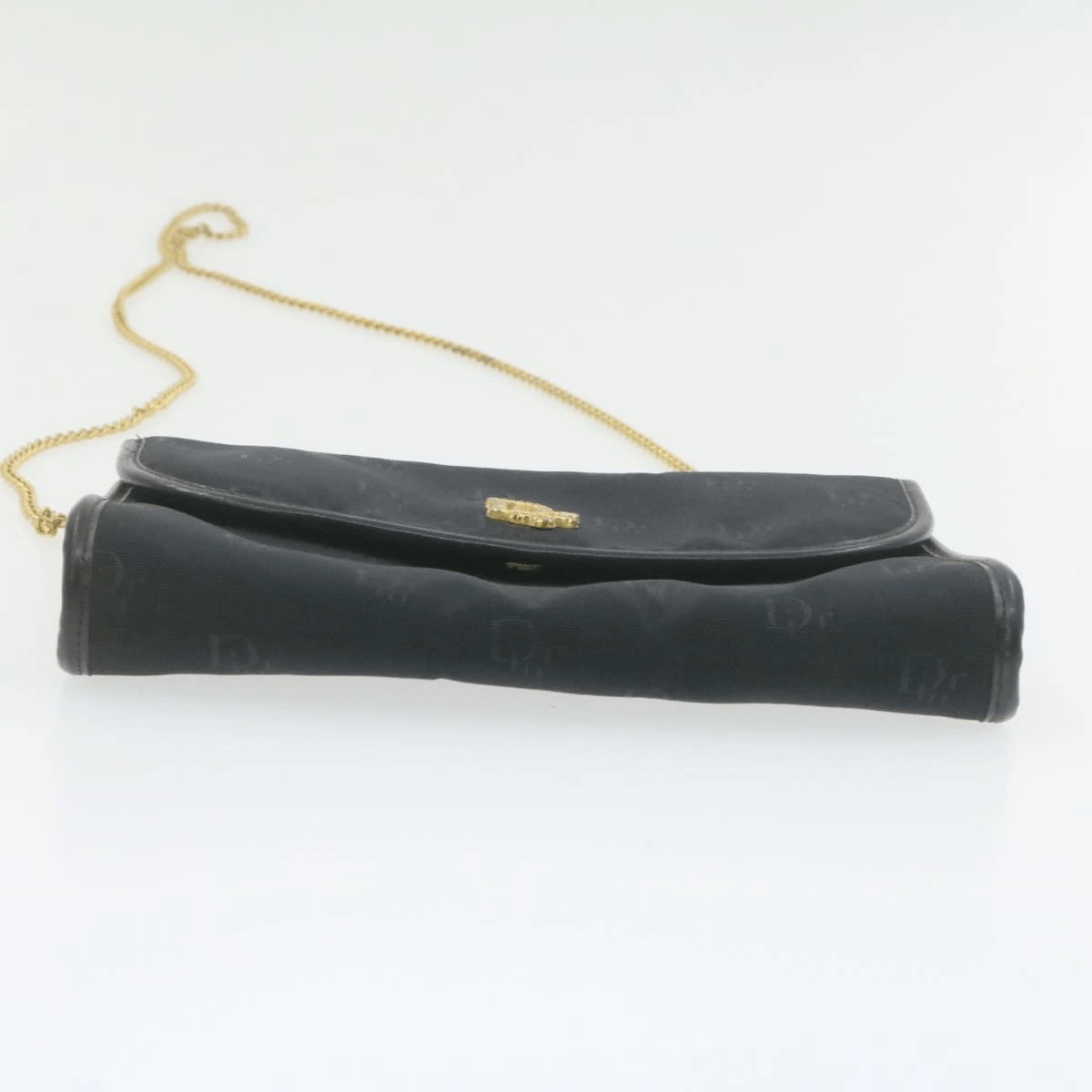 CHRISTIAN DIOR Chain Shoulder Bag Black Canvas Auth 21499 MW2753 Dior