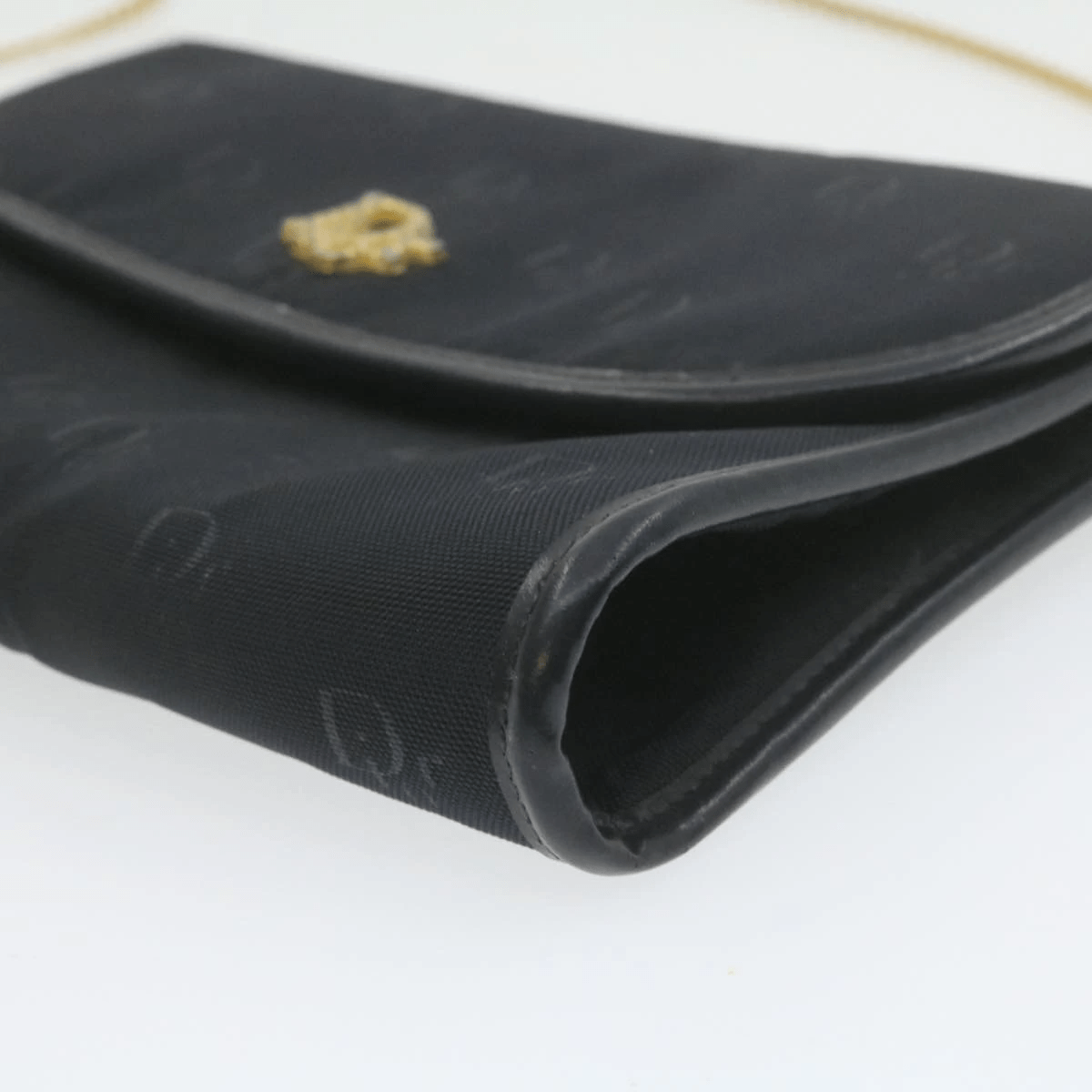 CHRISTIAN DIOR Chain Shoulder Bag Black Canvas Auth 21499 MW2753 Dior