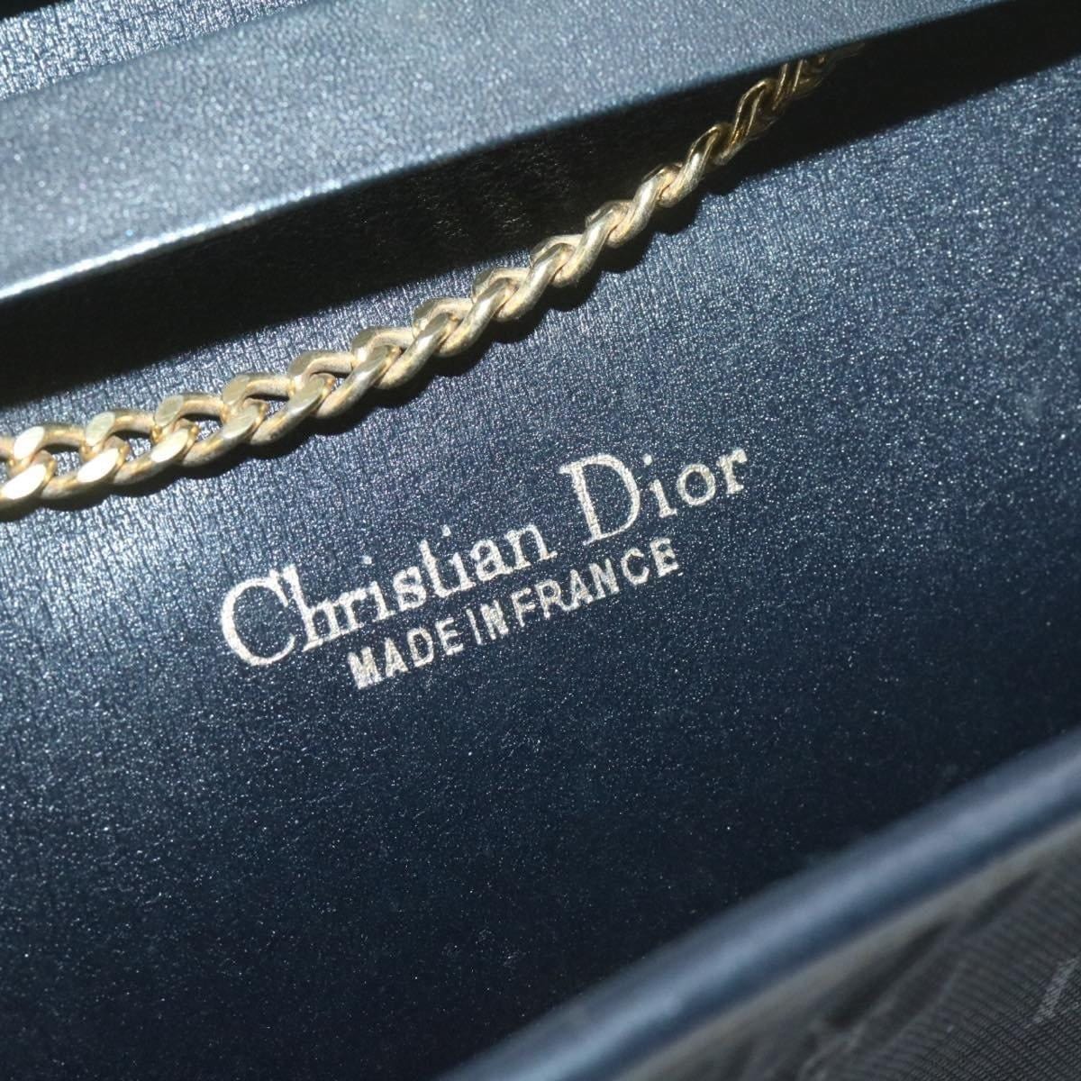 CHRISTIAN DIOR Chain Shoulder Bag Black Canvas Auth 21499 MW2753 Dior