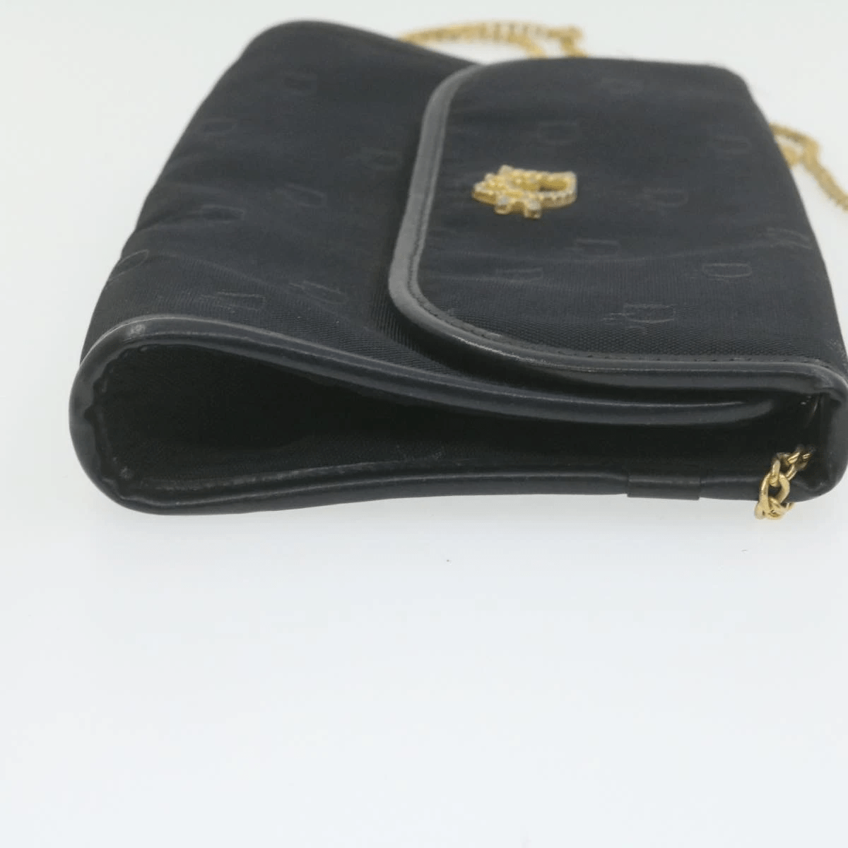 CHRISTIAN DIOR Chain Shoulder Bag Black Canvas Auth 21499 MW2753 Dior
