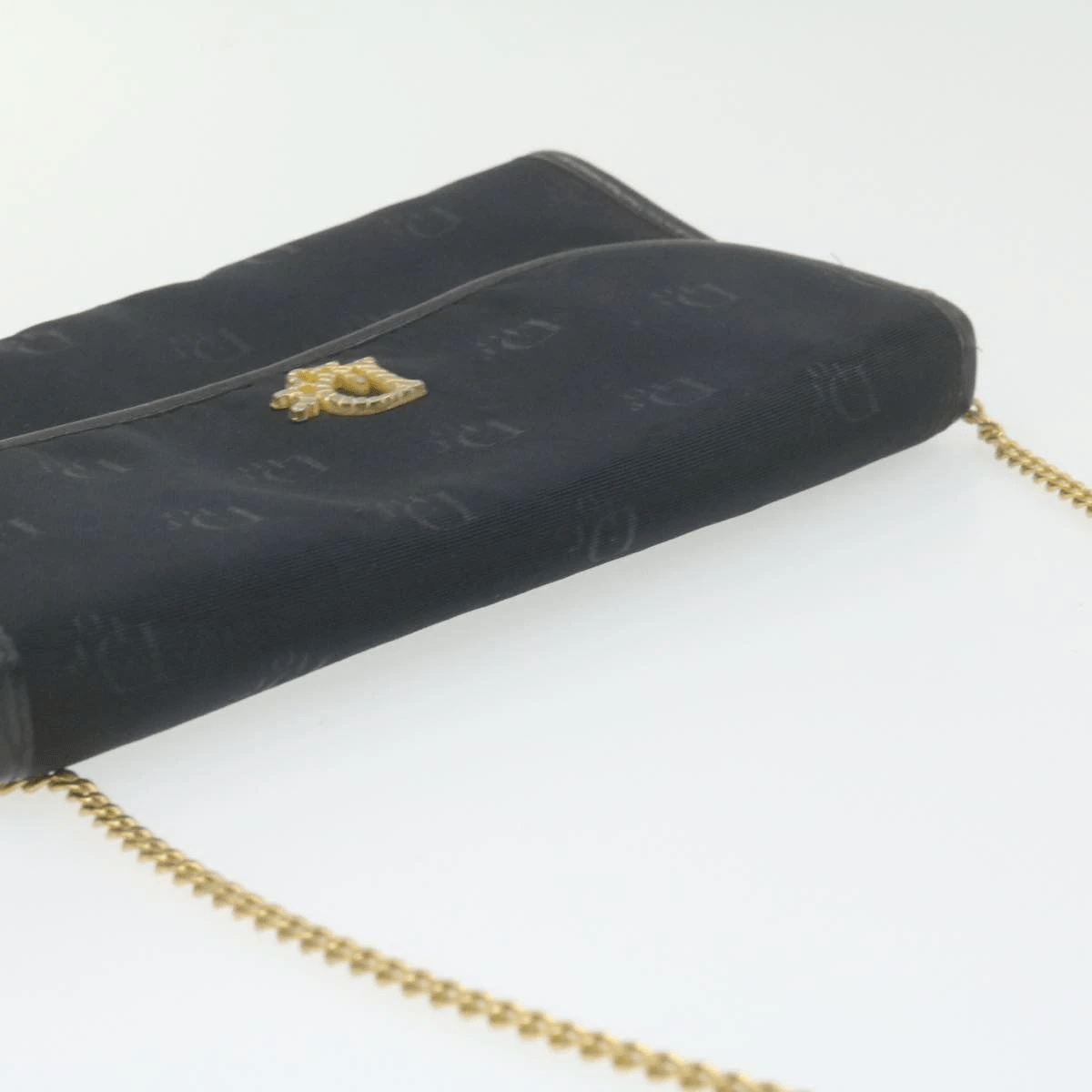 CHRISTIAN DIOR Chain Shoulder Bag Black Canvas Auth 21499 MW2753 Dior