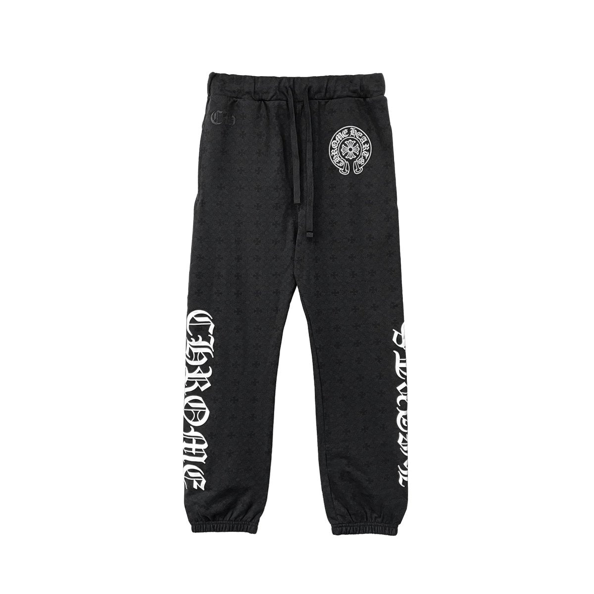 Chrome Hearts All Over Monogram Horseshoe Logo Sweatpants in Black