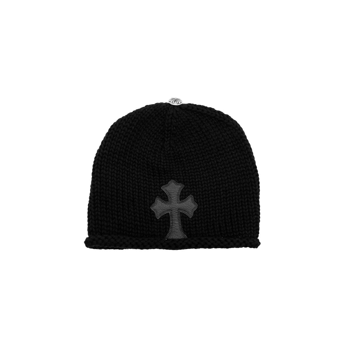 Chrome Hearts Cashmere Leather Cross Patch Beanie in Black