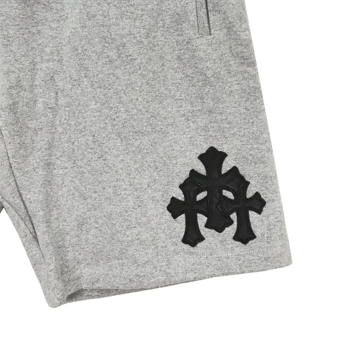 Chrome Hearts Cemetery Leather Cross Patch Paper Jam Shorts in Grey