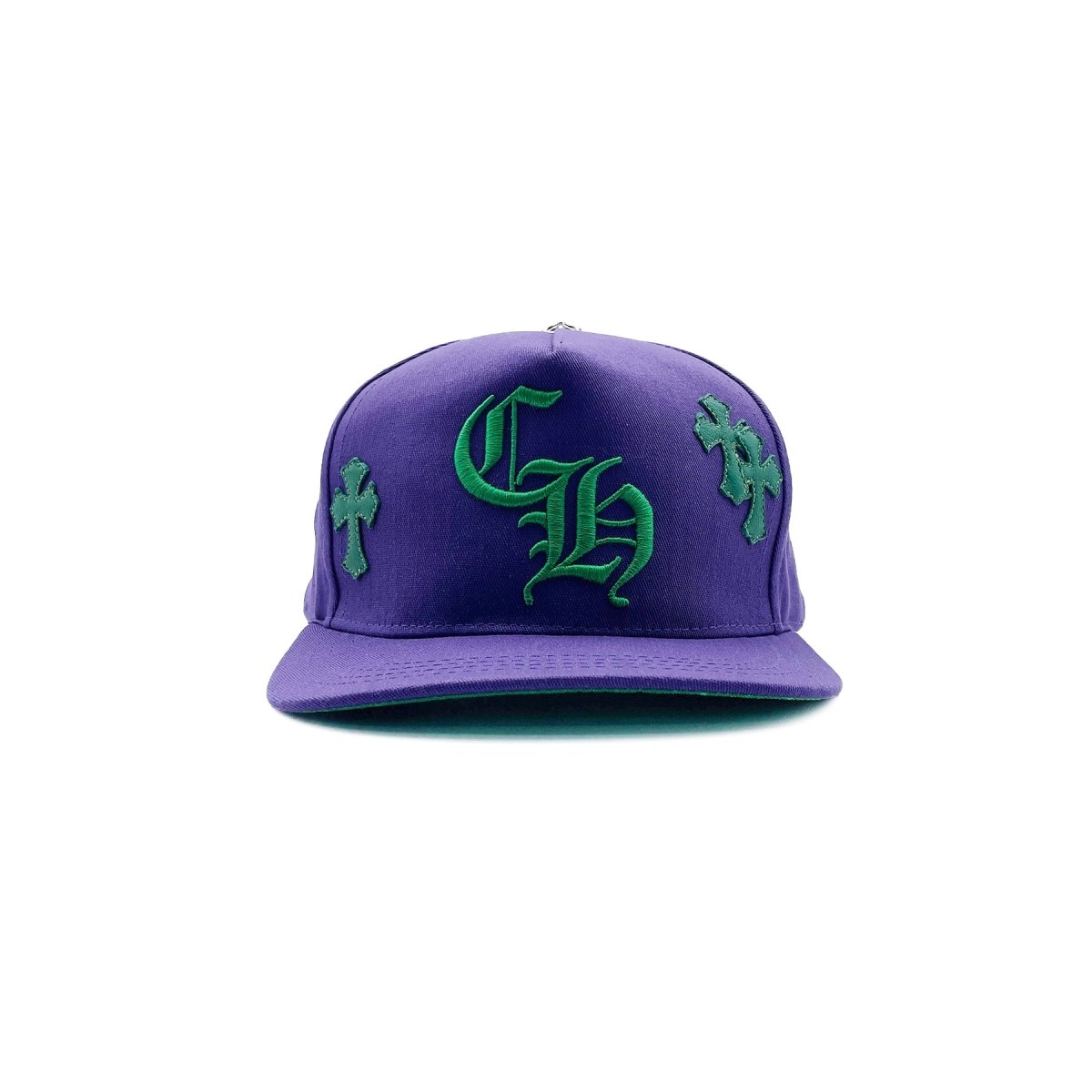 Chrome Hearts CH Embroidered Green Cross Patch Cap in Purple