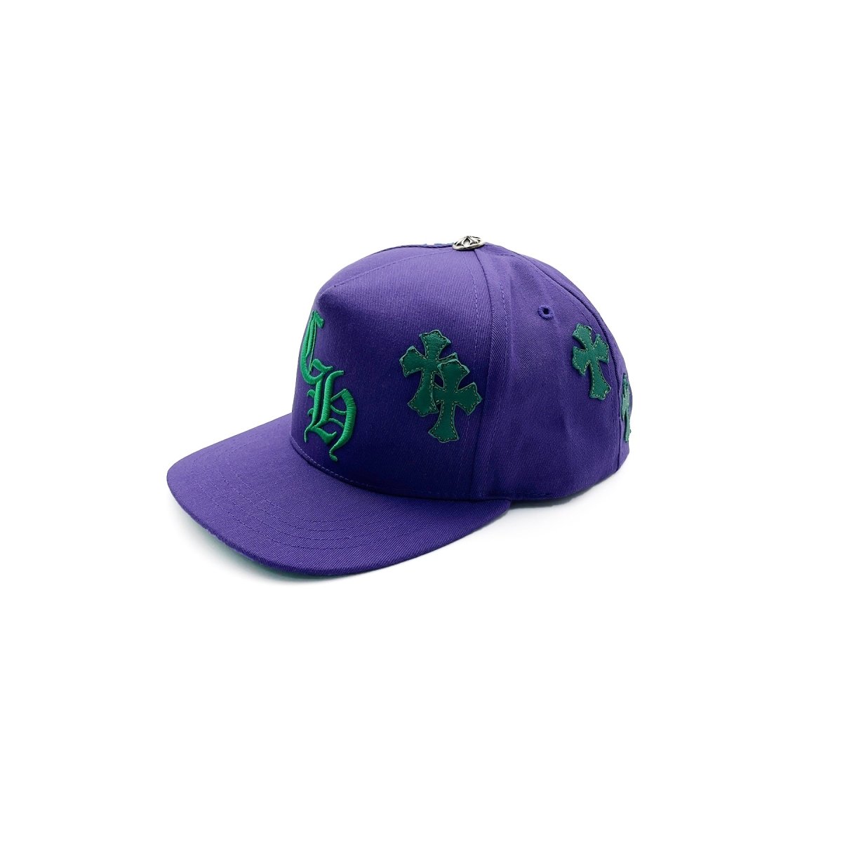 Chrome Hearts CH Embroidered Green Cross Patch Cap in Purple