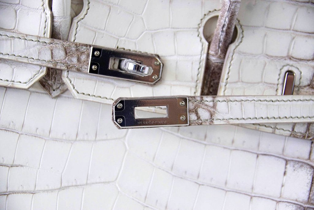 Hermès Birkin 25 Blanc Himalaya Crocodile Bag PHW Crowned Bag