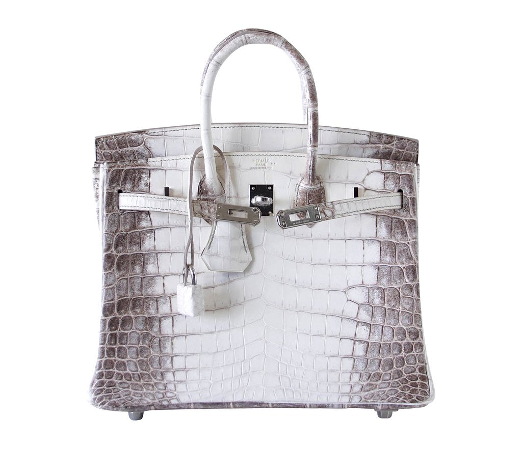 Hermès Birkin 25 Blanc Himalaya Crocodile Bag PHW Crowned Bag
