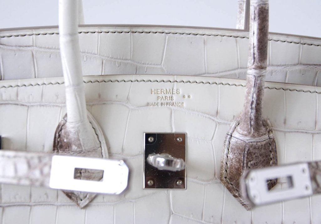 Hermès Birkin 25 Blanc Himalaya Crocodile Bag PHW Crowned Bag