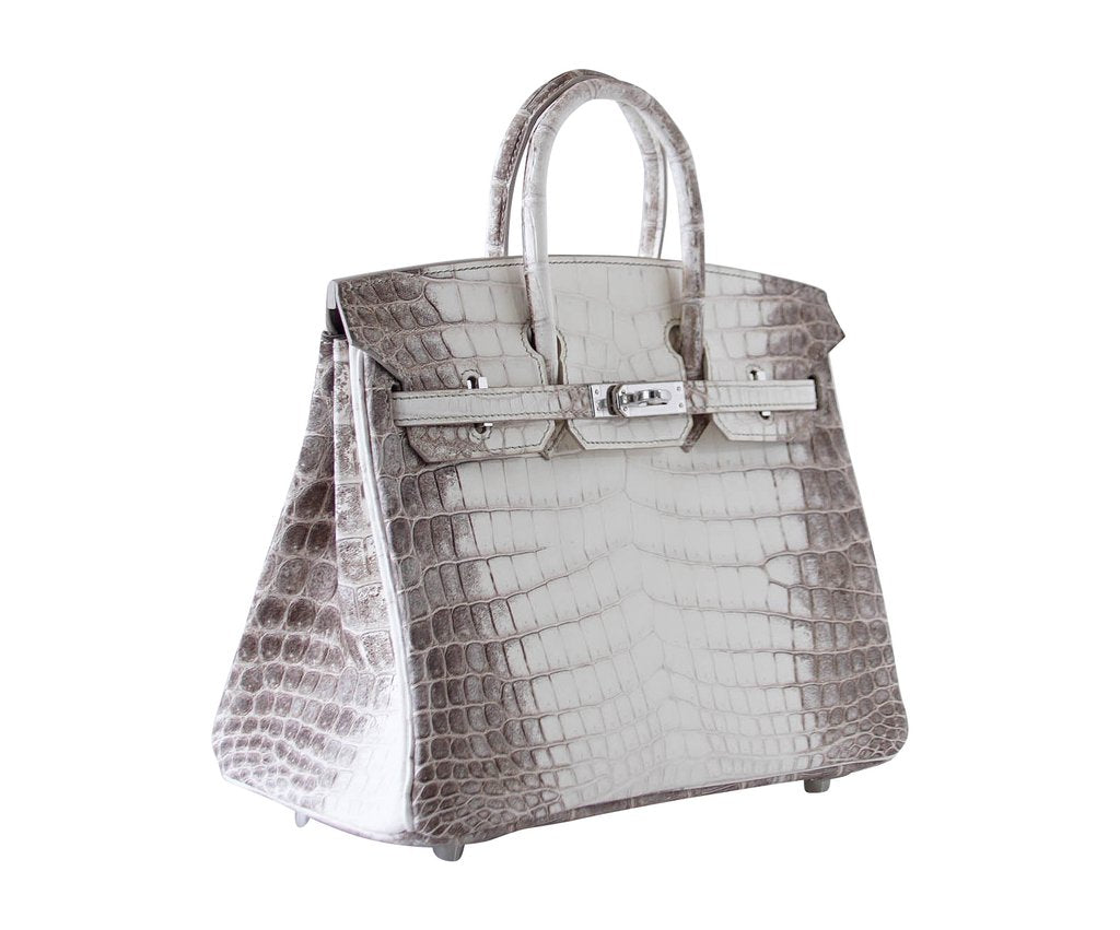 Hermès Birkin 25 Blanc Himalaya Crocodile Bag PHW Crowned Bag