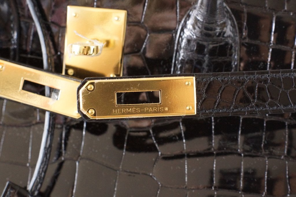 Hermès Birkin 35 Porosus Crocodile Noir GHW Bag Crowned Bag