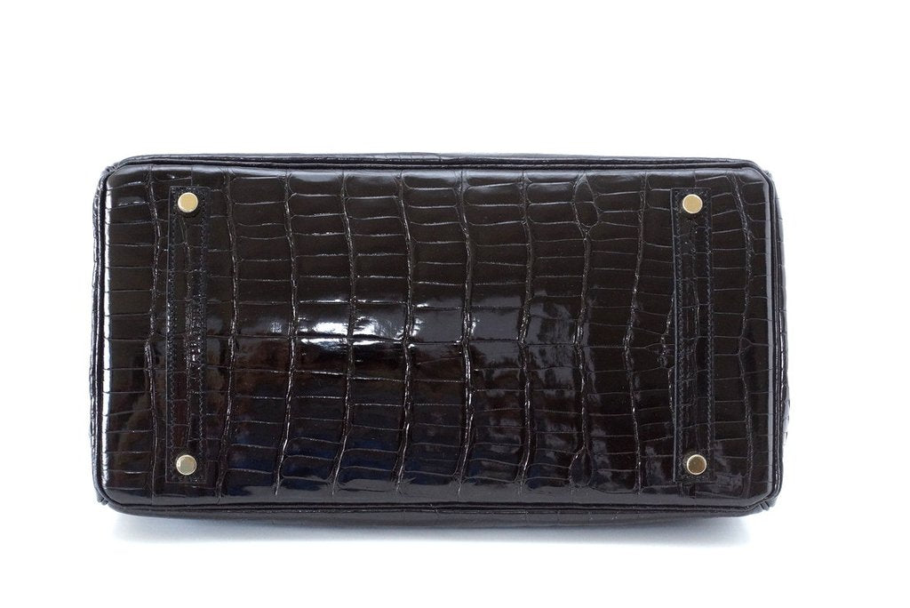 Hermès Birkin 35 Porosus Crocodile Noir GHW Bag Crowned Bag