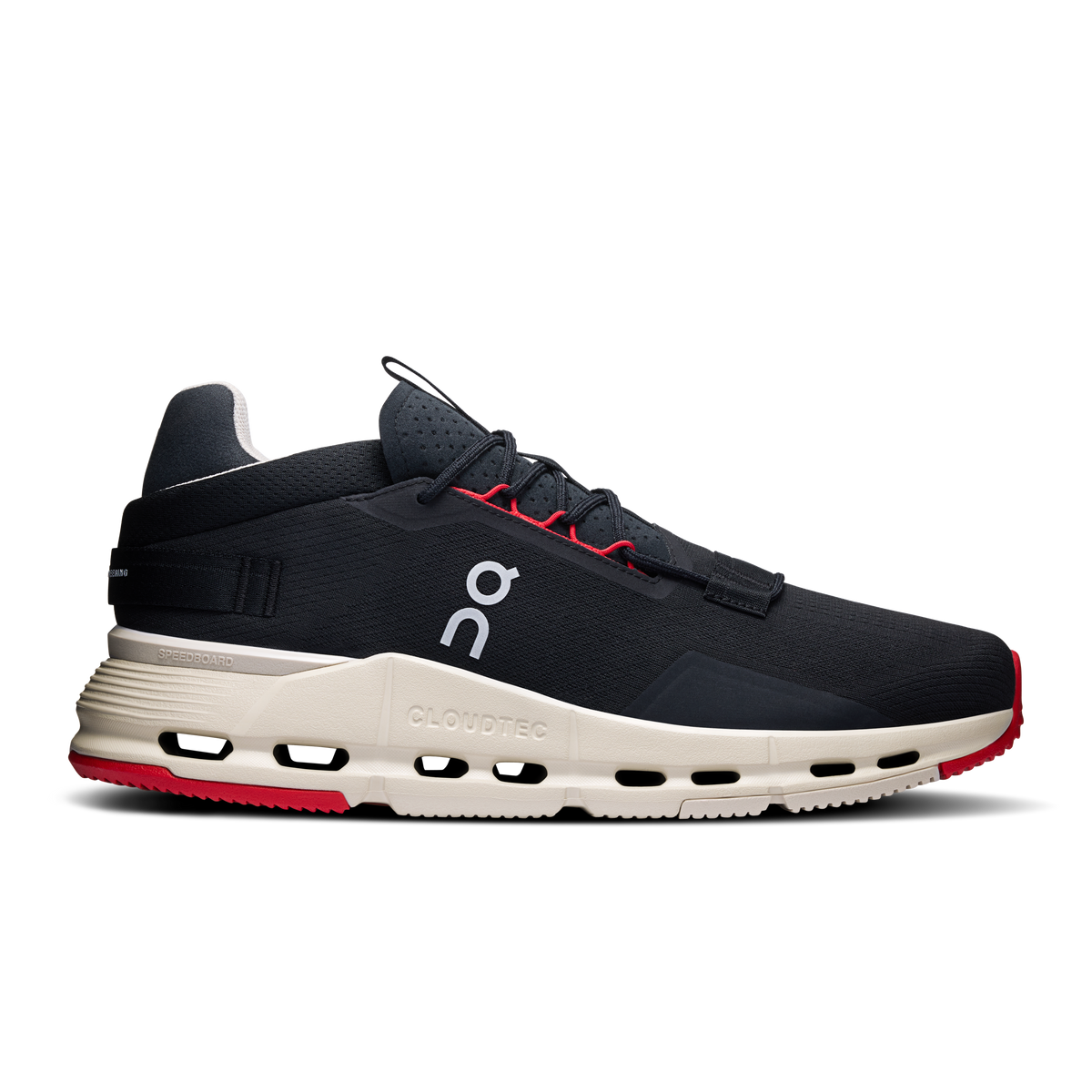 On Running Men's Cloudnova 2 Shoes - Black / Red On Running