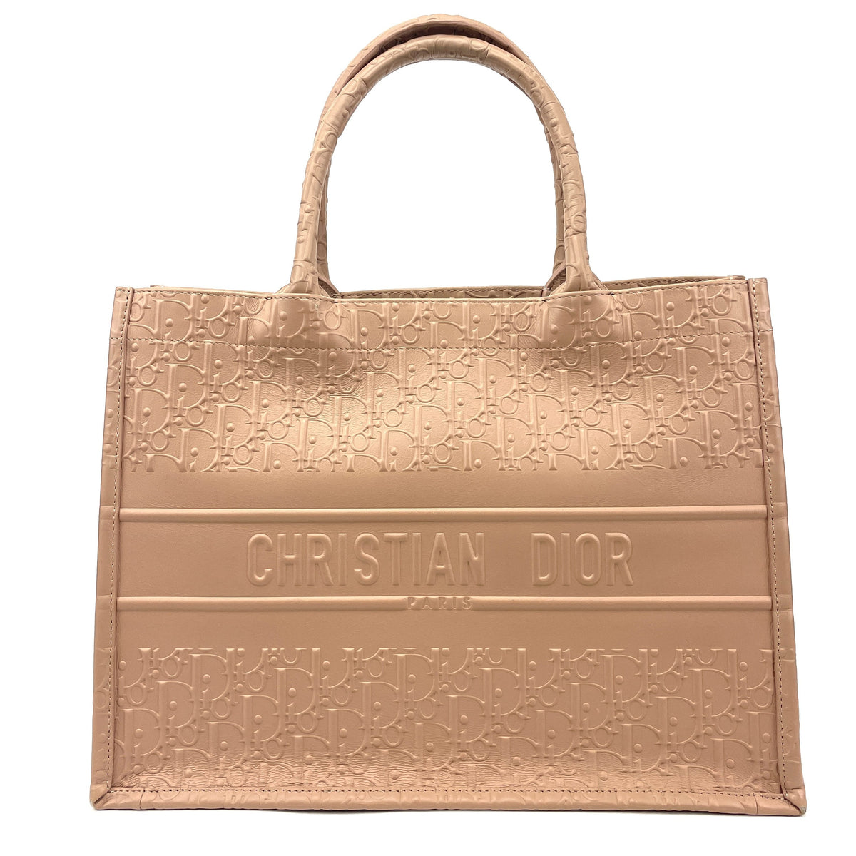 Dior Small Book Tote Beige Embossed Oblique Calfskin Leather Dior