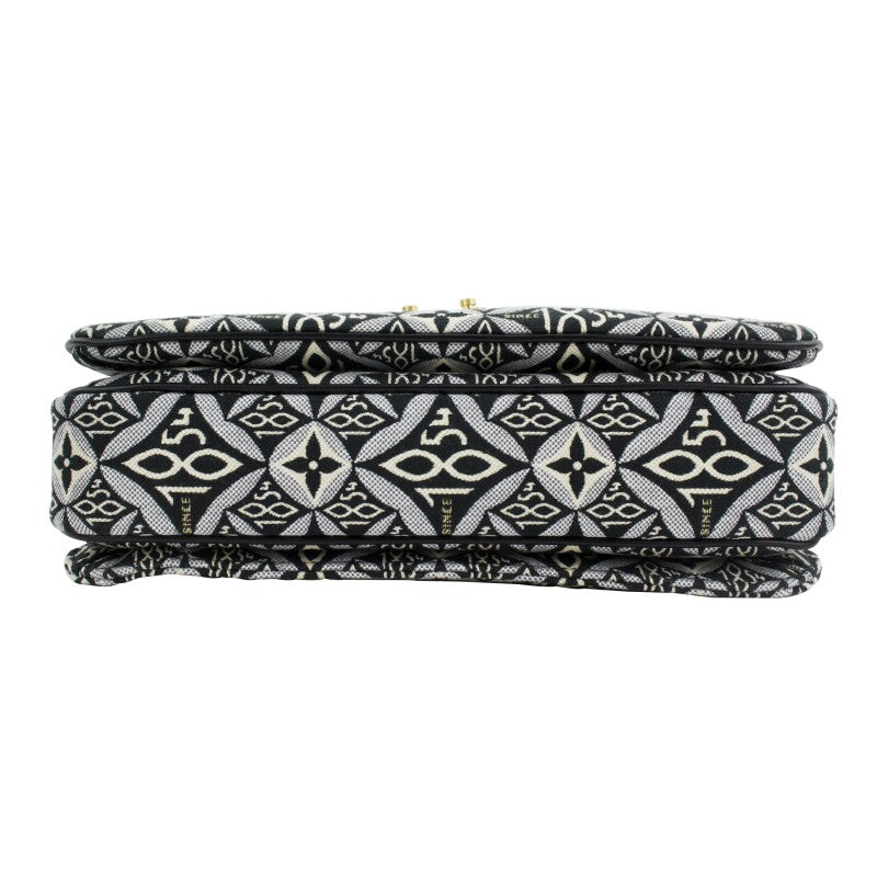 Black Since 1854 Jacquard Textile Pochette Metis Gold Tone Hardware