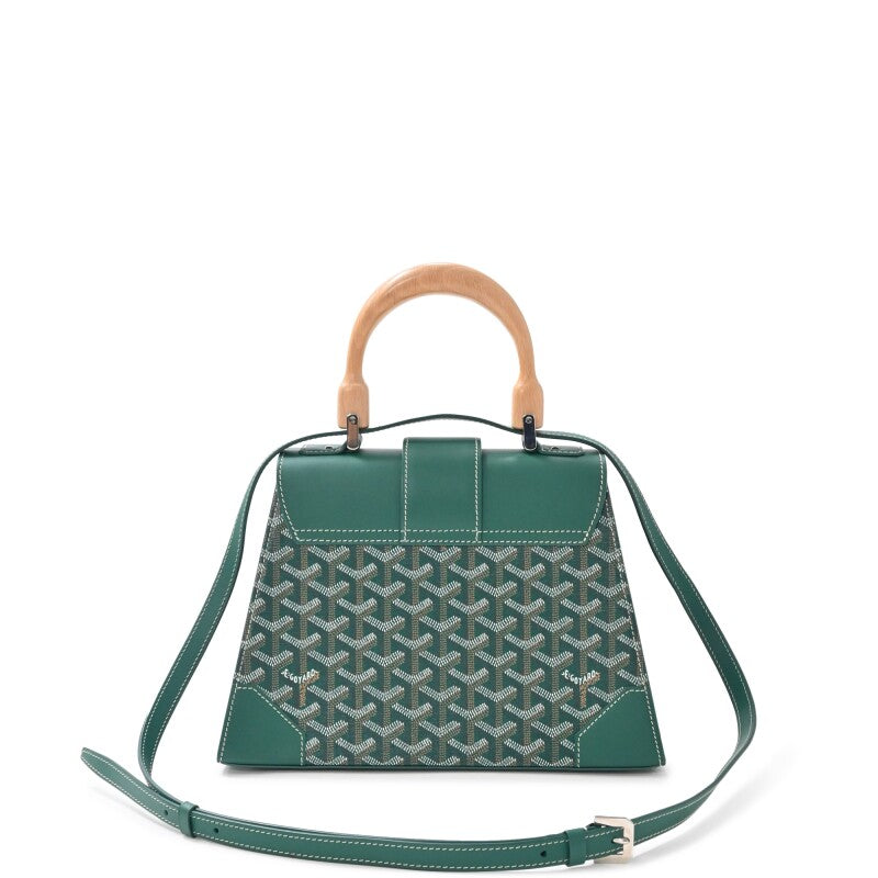 Green Goyardine Canvas and Chevroches Calfskin Saïgon PM Bag