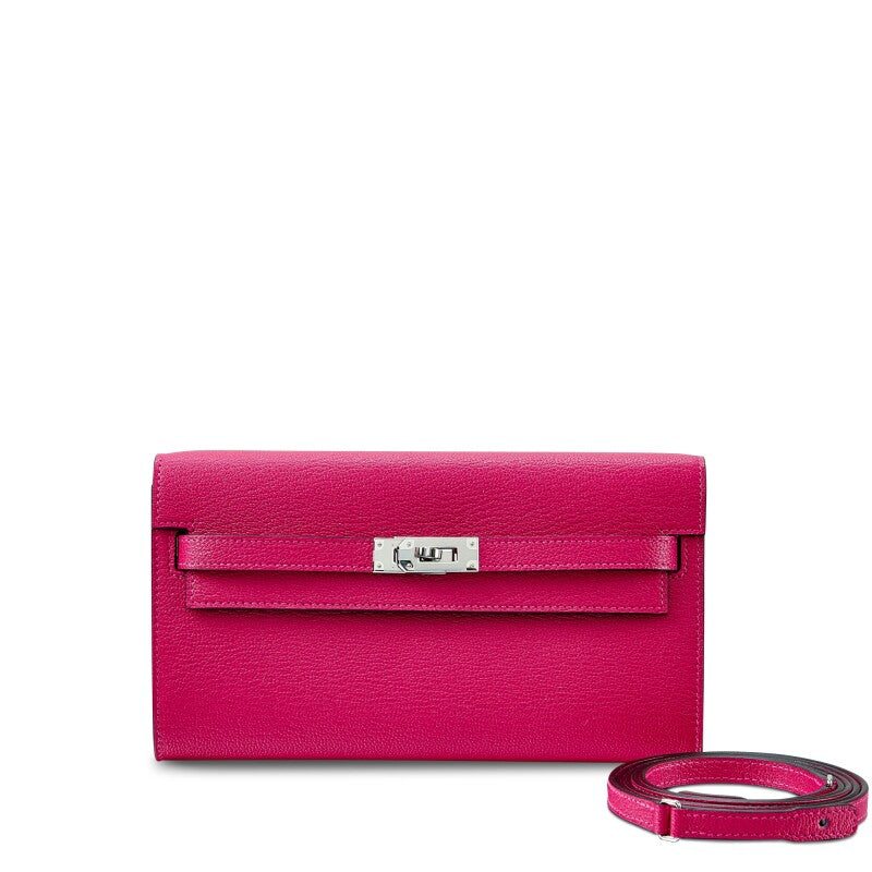 Framboise Chèvre Mysore Kelly-To-Go Wallet Palladium Hardware, 2022