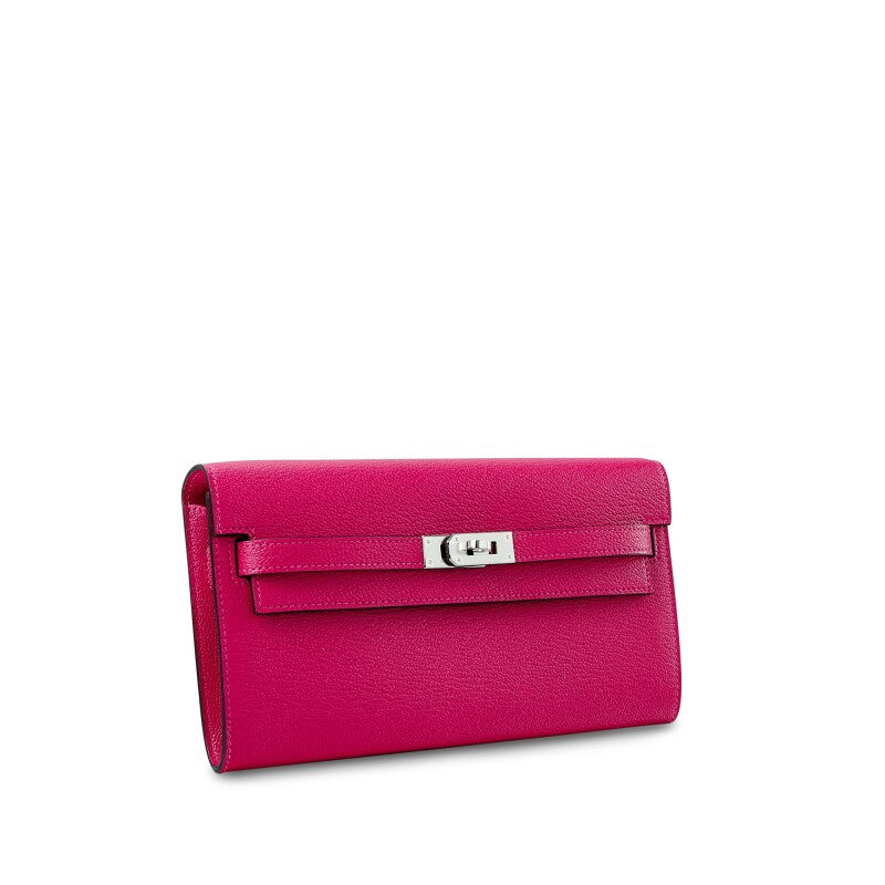 Framboise Chèvre Mysore Kelly-To-Go Wallet Palladium Hardware, 2022