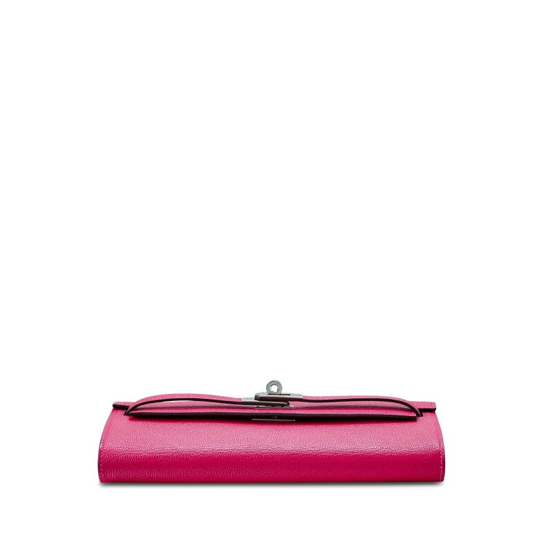 Framboise Chèvre Mysore Kelly-To-Go Wallet Palladium Hardware, 2022