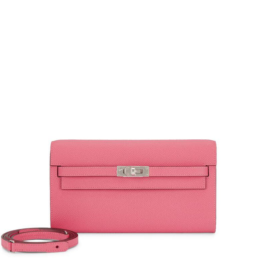 Rose Azalee Epsom Kelly-To-Go Wallet Palladium Hardware, 2025
