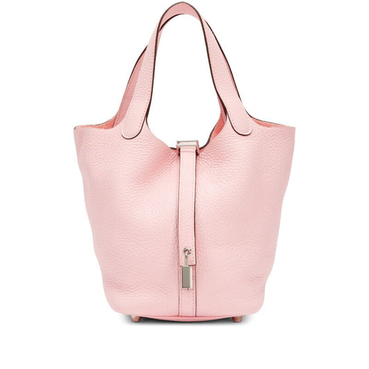 Rose Sakura Taurillon Clemence Picotin Lock 18 Palladium Hardware, 2021