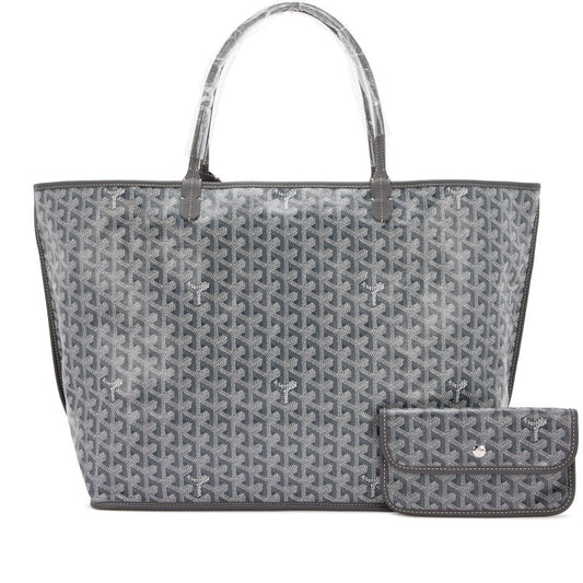 Gray Chevroches Calfskin and Goyardine Canvas Anjou GM Tote, 2023