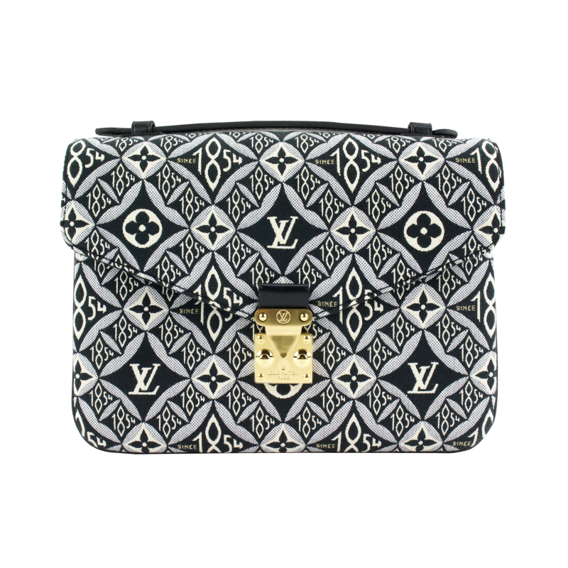 Black Since 1854 Jacquard Textile Pochette Metis Gold Tone Hardware