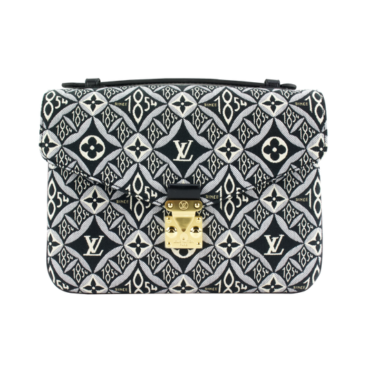 Black Since 1854 Jacquard Textile Pochette Metis Gold Tone Hardware