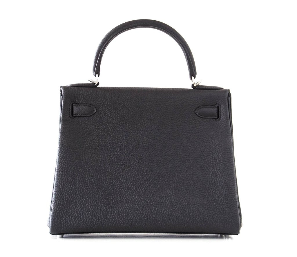 Hermès Kelly 28 Retourne Black Togo PHW Bag Crowned Bag