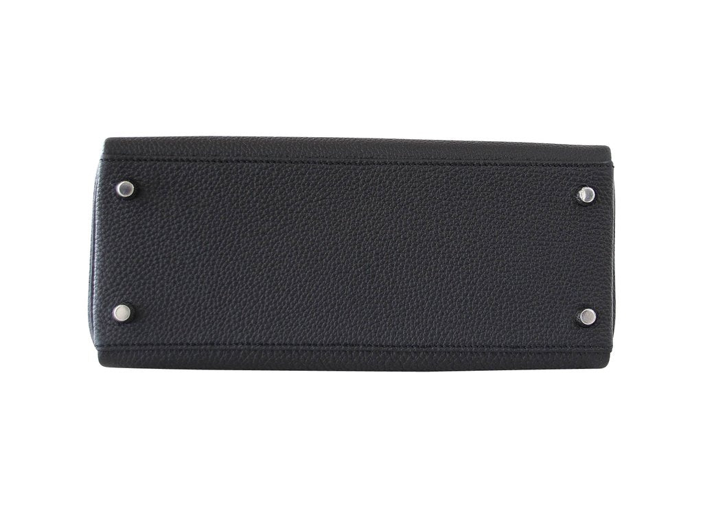 Hermès Kelly 28 Retourne Black Togo PHW Bag Crowned Bag