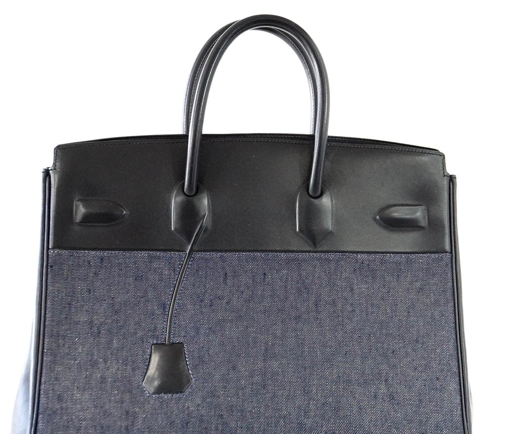 Hermès Birkin 35 Limited Edition Denim Shadow Bag Crowned Bag